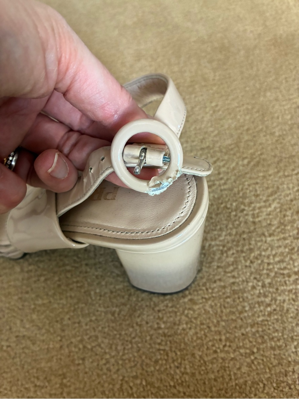 Prada Patent Leather Crisscross Heels in Cream - Picture 4 of 4